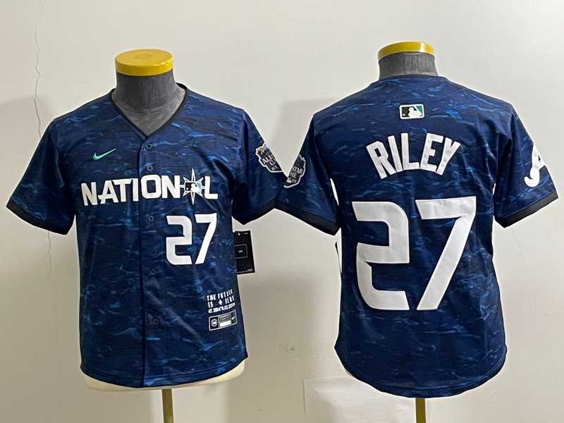 Youth Atlanta Braves #27 Austin Riley Number Royal 2023 All Star Cool Base Stitched Baseball Jersey->mlb womens jerseys->MLB Jersey
